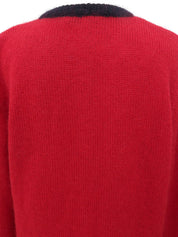 ウールデザインカーディガン レッド/ブラック