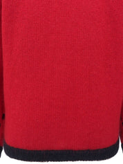 ウールデザインカーディガン レッド/ブラック