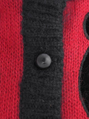 ウールデザインカーディガン レッド/ブラック