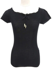 ニット半袖トップス ブラック