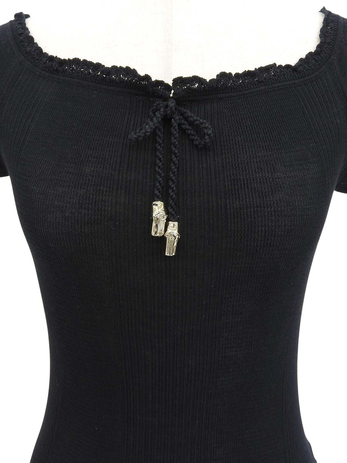 Knit short sleeve top in black