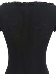 ニット半袖トップス ブラック
