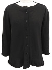 カシミヤフリルデザインカーディガン ブラック