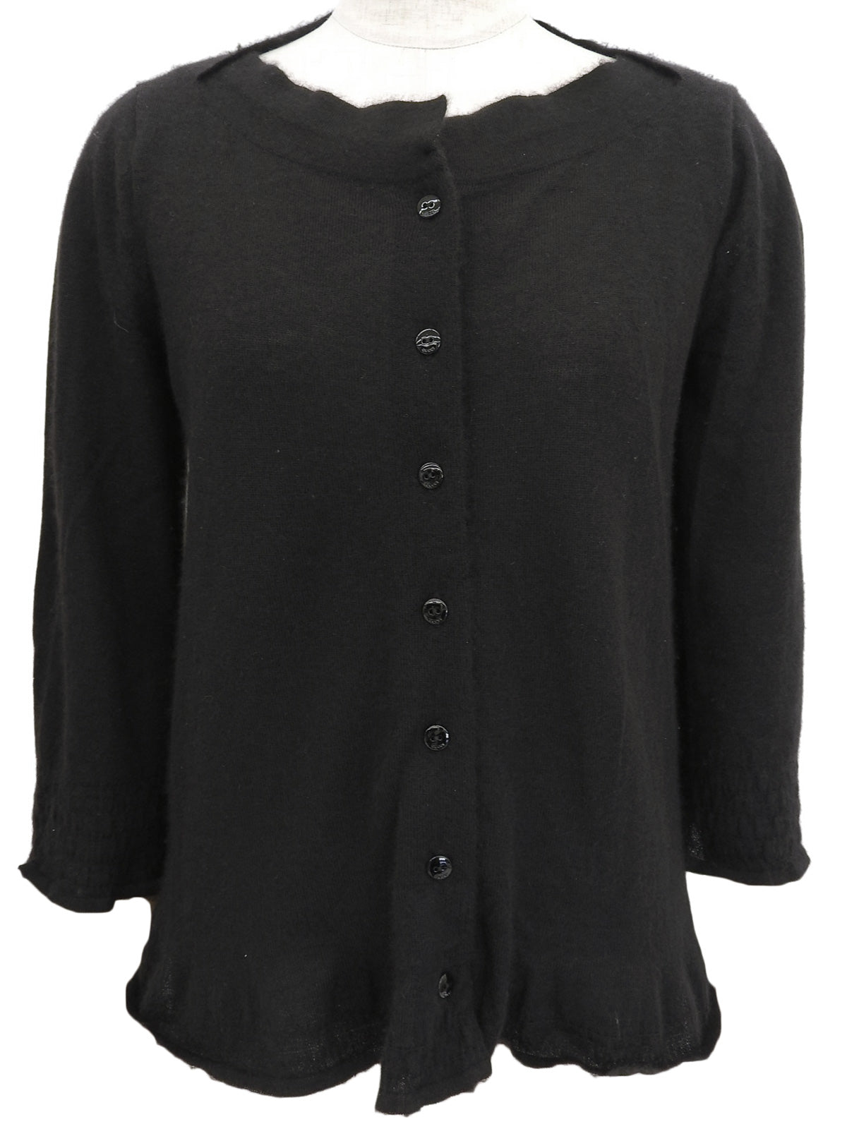 カシミアフリルデザインカーディガン ブラック