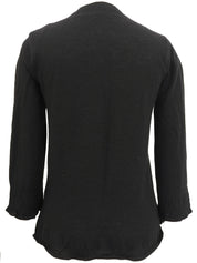 カシミヤフリルデザインカーディガン ブラック