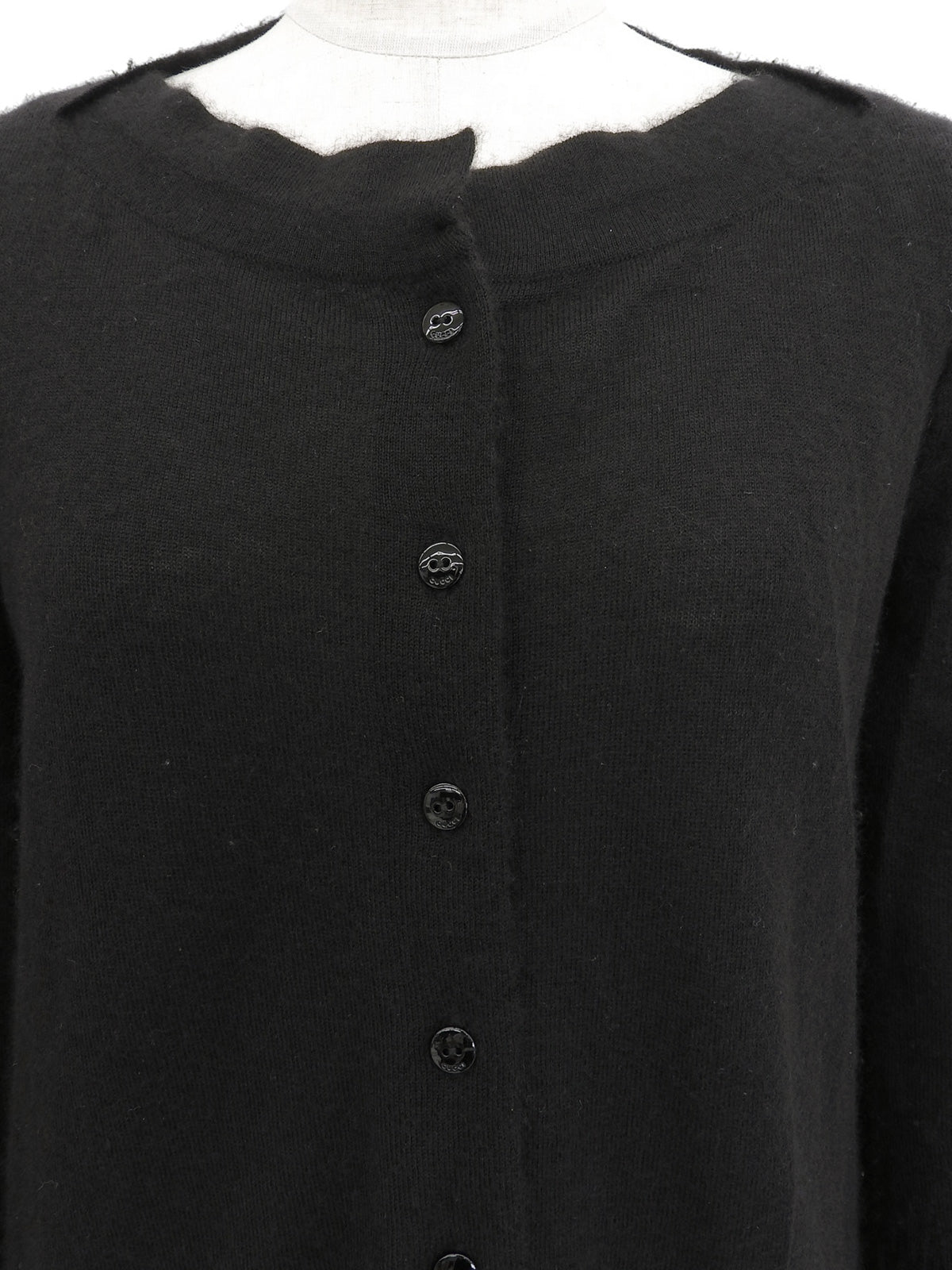 カシミヤフリルデザインカーディガン ブラック