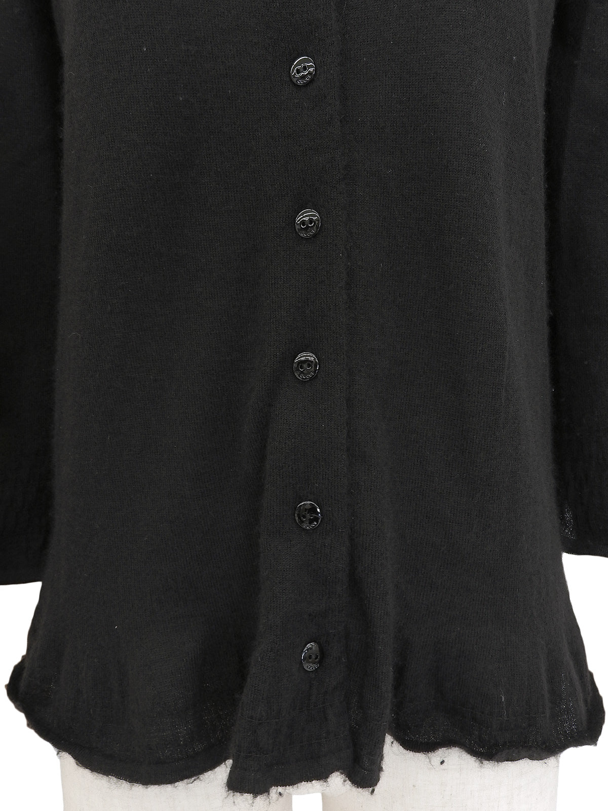 カシミヤフリルデザインカーディガン ブラック