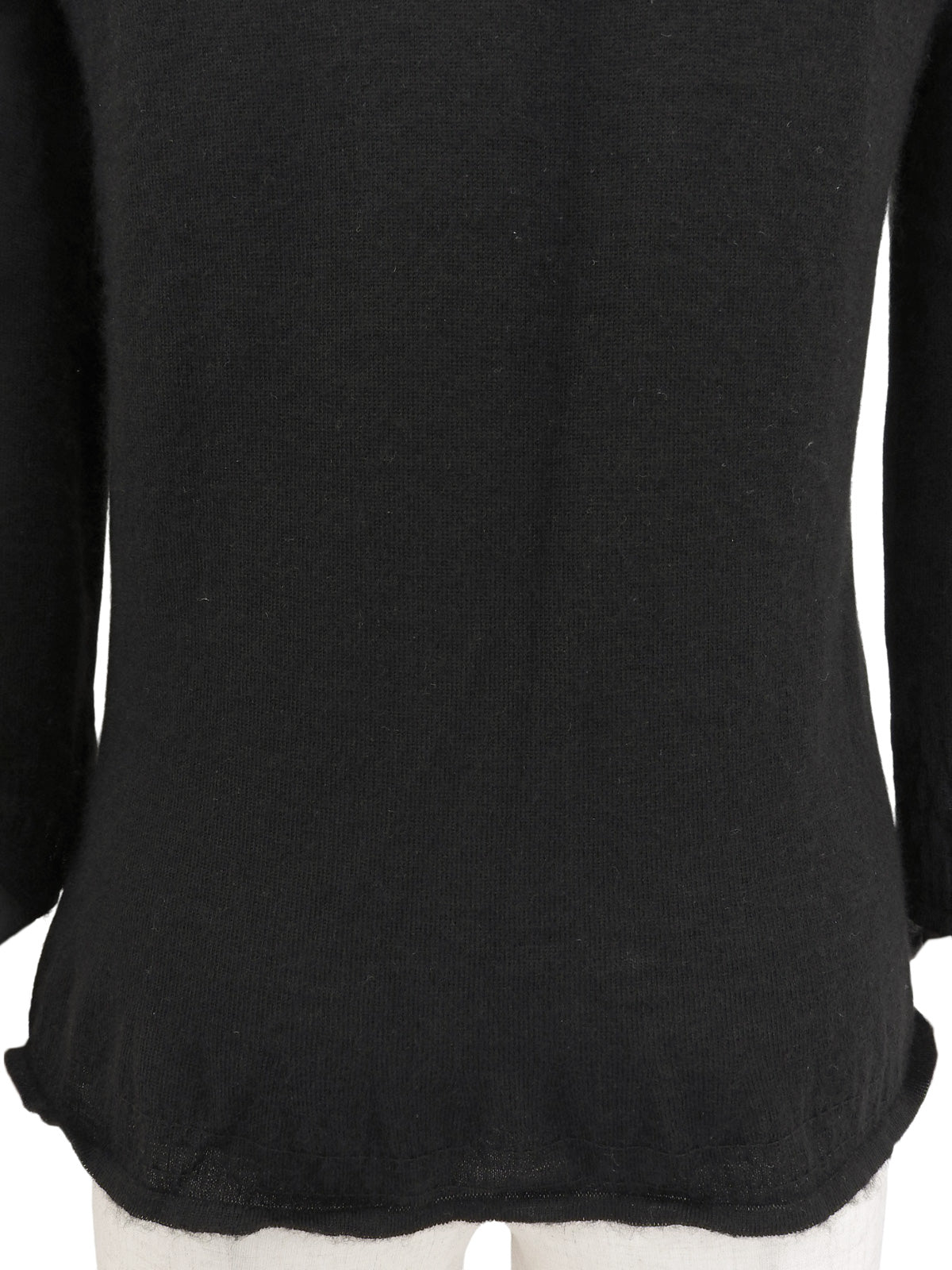 Cashmere Frill Design Cardigan in Black