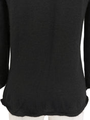 Cashmere Frill Design Cardigan in Black