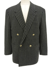 ストライプパターンメデューサボタンジャケット ブラック