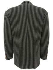 ストライプパターンメデューサボタンジャケット ブラック