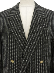 ストライプパターンメデューサボタンジャケット ブラック