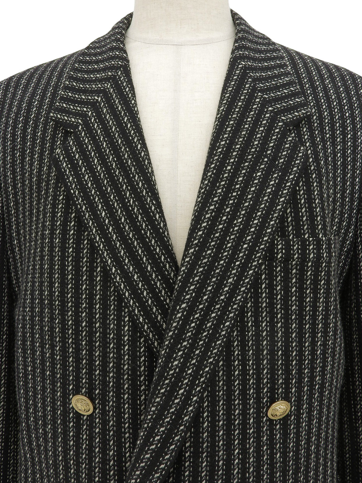 ストライプパターンメデューサボタンジャケット ブラック