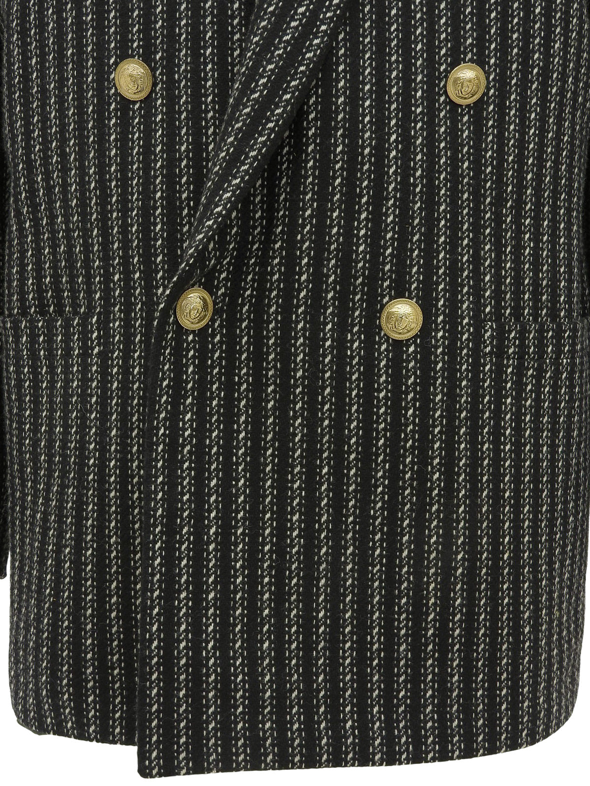 ストライプパターンメデューサボタンジャケット ブラック