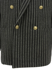 ストライプパターンメデューサボタンジャケット ブラック