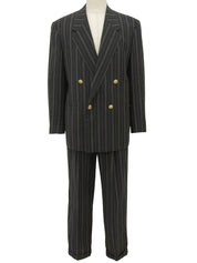 ストライプメデューサボタンダブルブレストセットアップ ダークグリーン