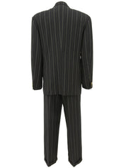 ストライプメデューサボタンダブルブレストセットアップ ダークグリーン