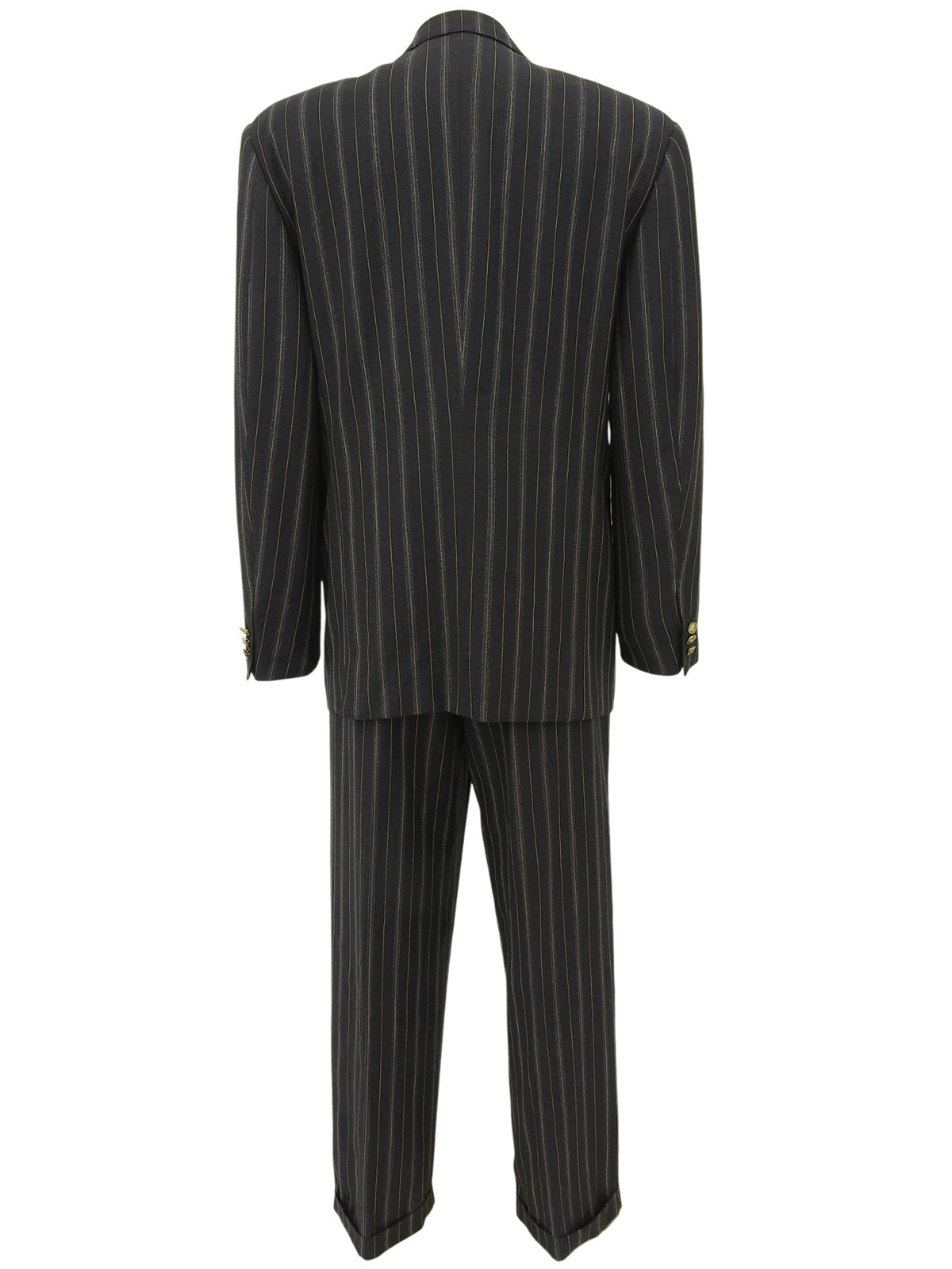 ストライプメデューサボタンダブルブレストセットアップ ダークグリーン