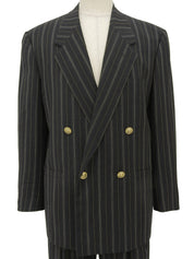 ストライプメデューサボタンダブルブレストセットアップ ダークグリーン