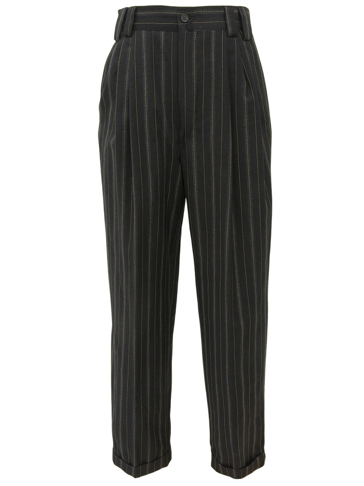 ストライプメデューサボタンダブルブレストセットアップ ダークグリーン