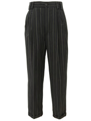 ストライプメデューサボタンダブルブレストセットアップ ダークグリーン