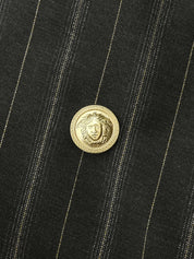 ストライプメデューサボタンダブルブレストセットアップ ダークグリーン