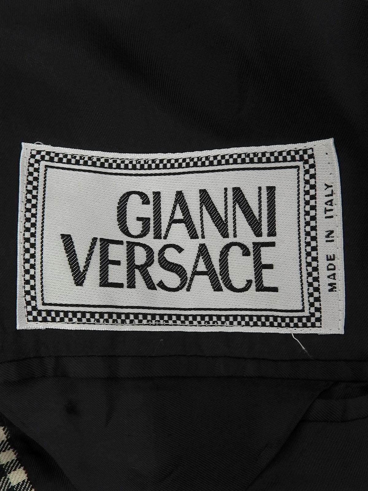 ウールチェックパターンロゴボタンジャケット ブラック/アイボリー