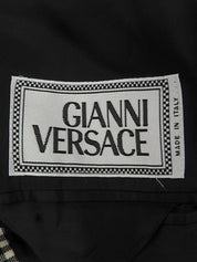 ウールチェックパターンロゴボタンジャケット ブラック/アイボリー