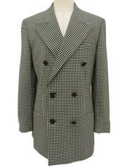 ウールチェックパターンロゴボタンジャケット ブラック/アイボリー