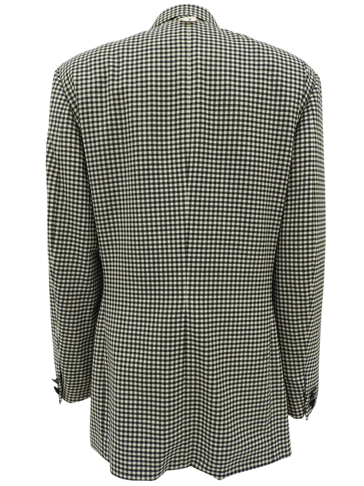 Wool Check Pattern Logo Button Jacket in Black/Ivory