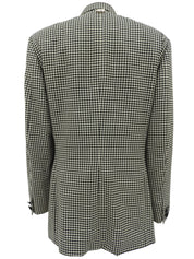 Wool Check Pattern Logo Button Jacket in Black/Ivory