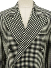 ウールチェックパターンロゴボタンジャケット ブラック/アイボリー