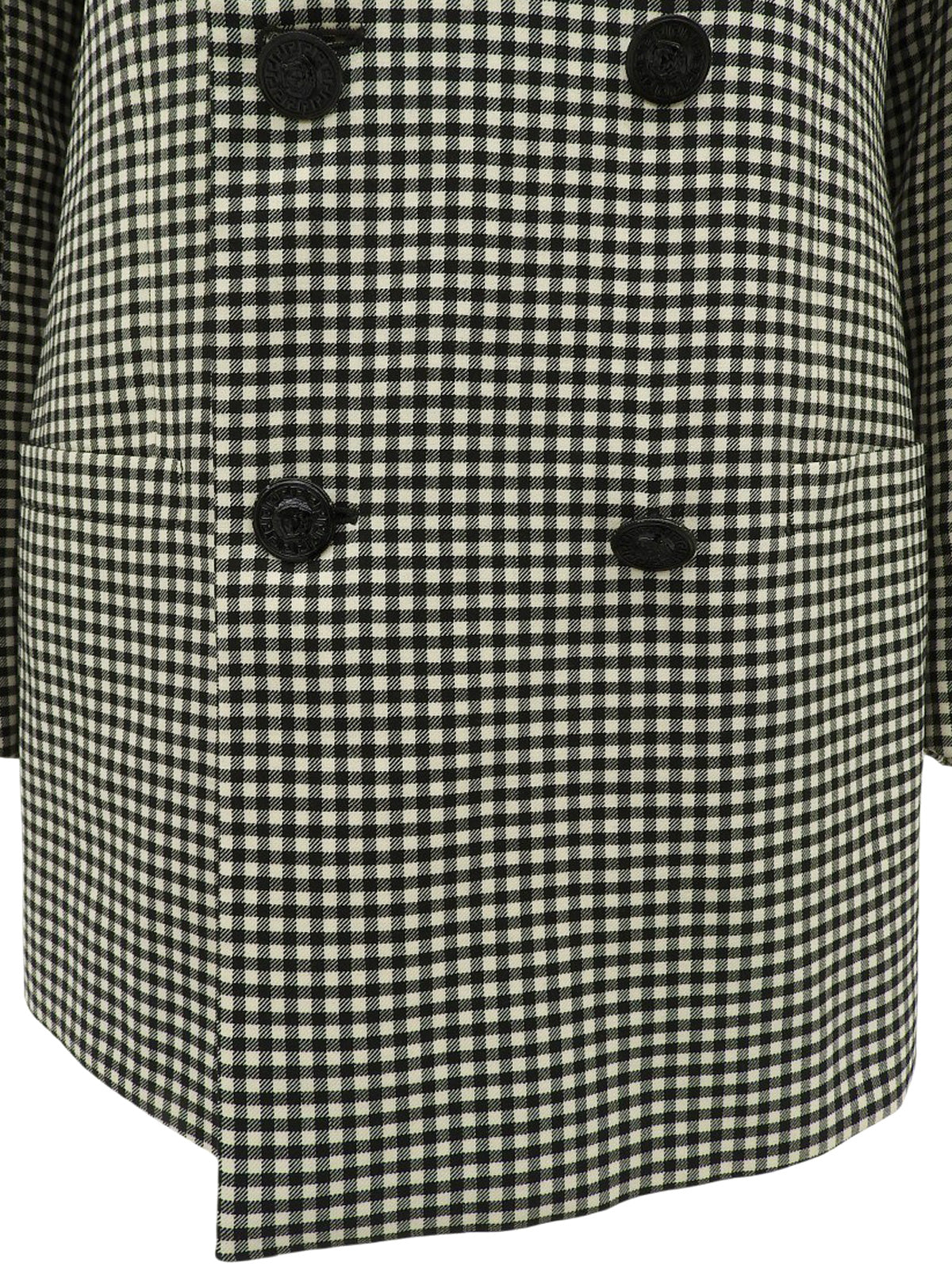 ウールチェックパターンロゴボタンジャケット ブラック/アイボリー