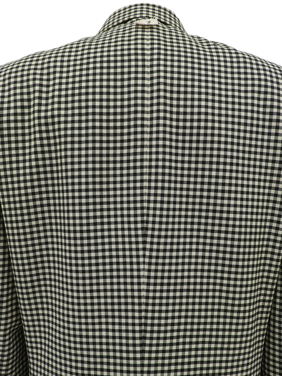 ウールチェックパターンロゴボタンジャケット ブラック/アイボリー