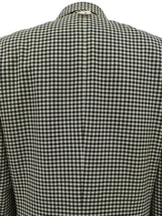 ウールチェックパターンロゴボタンジャケット ブラック/アイボリー