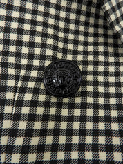 ウールチェックパターンロゴボタンジャケット ブラック/アイボリー