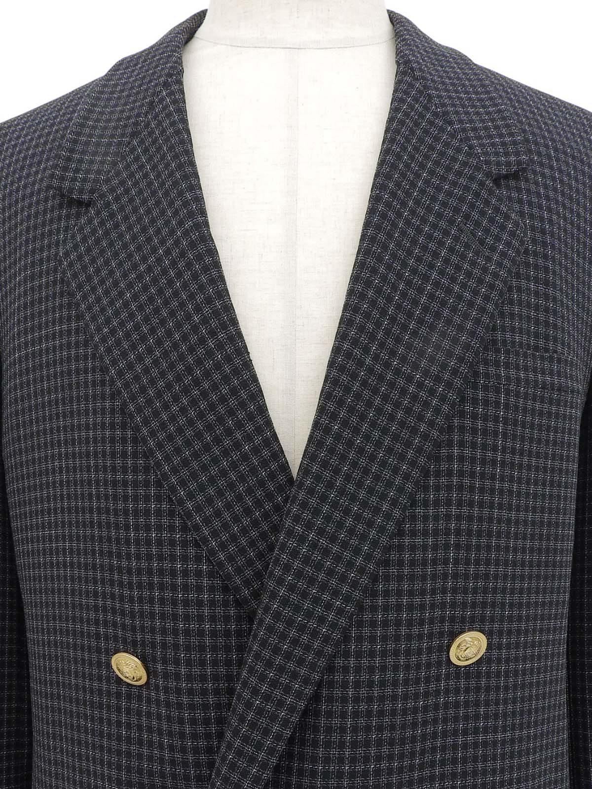 チェックパターンメデューサボタンジャケット ブラック/ホワイト