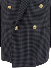 チェックパターンメデューサボタンジャケット ブラック/ホワイト