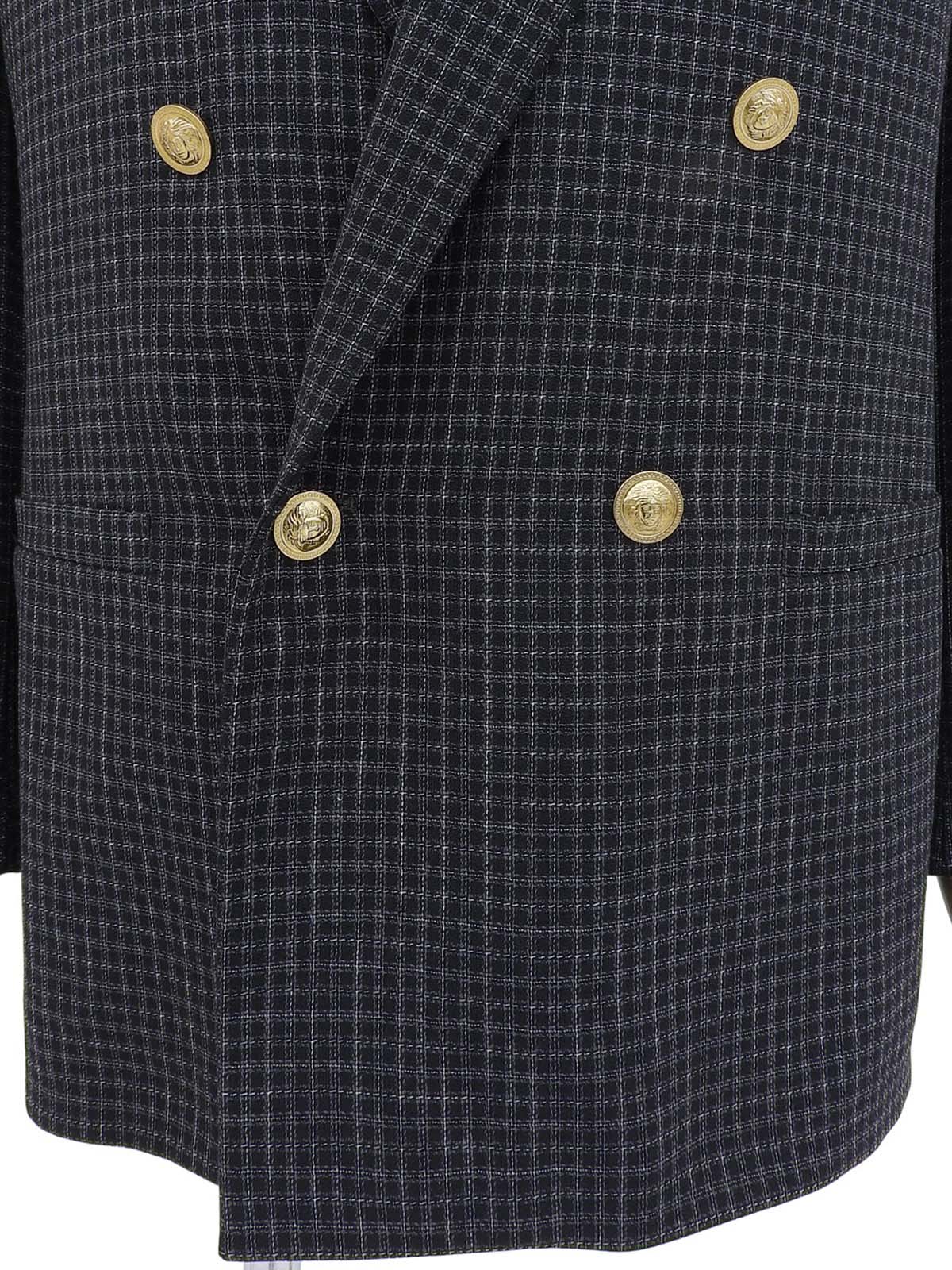 チェックパターンメデューサボタンジャケット ブラック/ホワイト