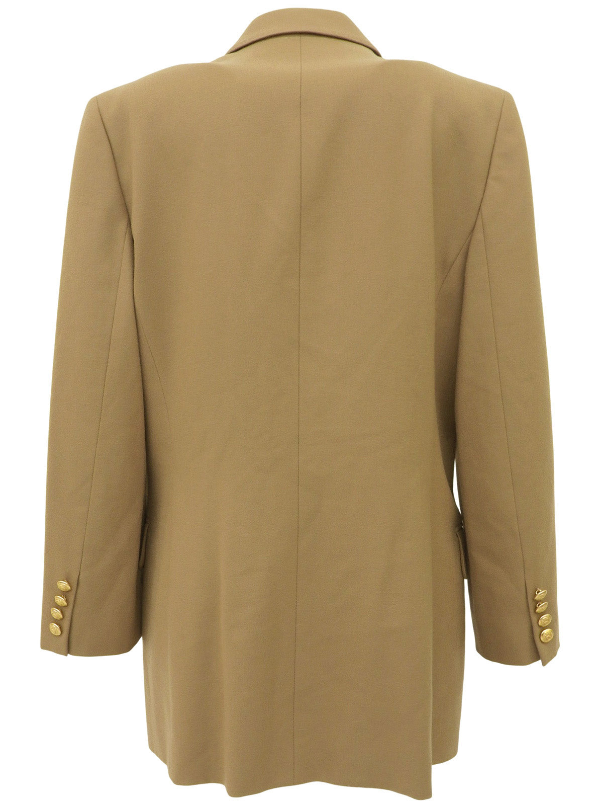 Logo button double-breasted jacket in beige
