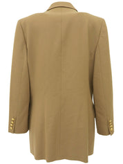 Logo button double-breasted jacket in beige