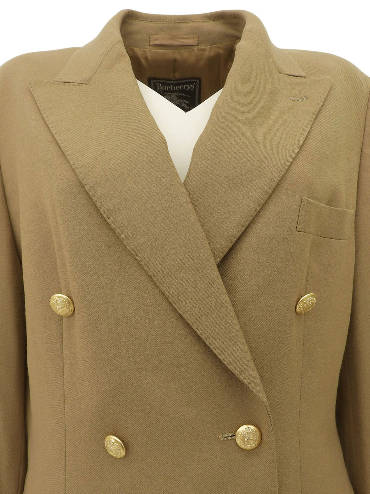Logo button double-breasted jacket in beige