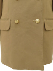Logo button double-breasted jacket in beige