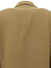 Logo button double-breasted jacket in beige