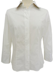 ロゴ刺繍クウォータースリーブシャツ ホワイト