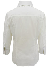 ロゴ刺繍クウォータースリーブシャツ ホワイト