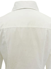 ロゴ刺繍クウォータースリーブシャツ ホワイト