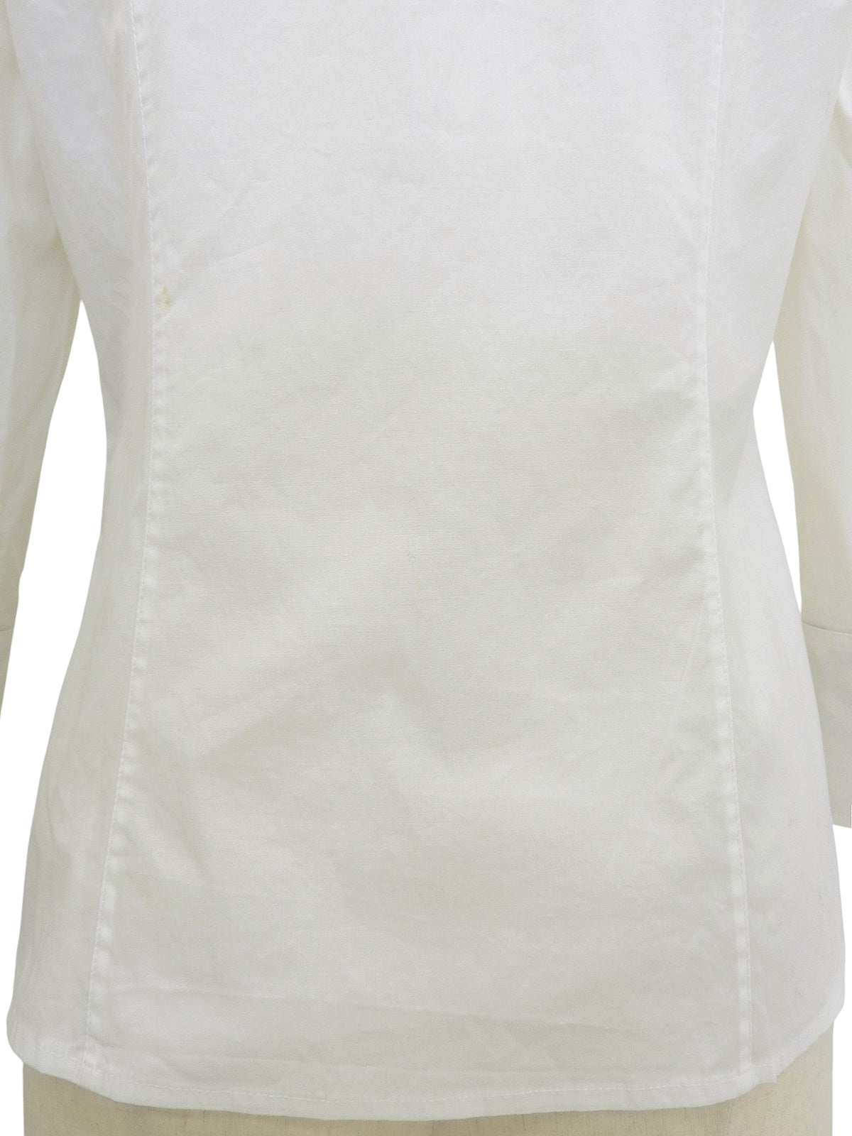 ロゴ刺繍クウォータースリーブシャツ ホワイト