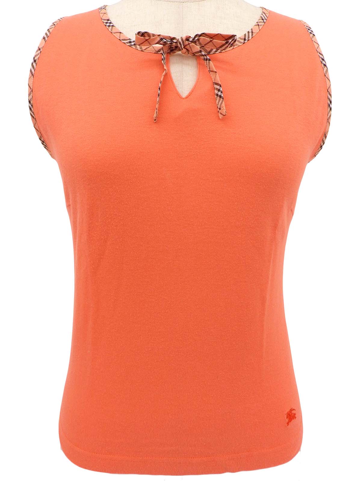 ロゴ刺繍ノースリーブトップス サーモンピンク