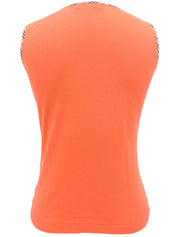 ロゴ刺繍ノースリーブトップス サーモンピンク